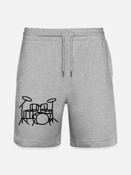 Drums Drummer Musical Instrument - Stanley/Stella Trainer Unisex Organic Jogging Shorts - heather grey