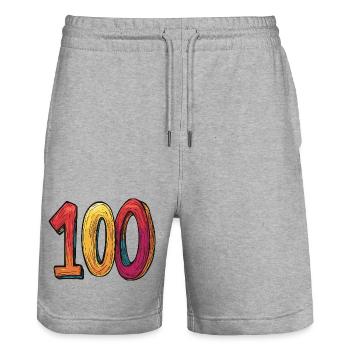 100 Nombre Coloré - Short de jogging bio TRAINER Stanley/Stella unisexe - gris chiné - Devant - Nik (191cm) & Marisol (170cm)