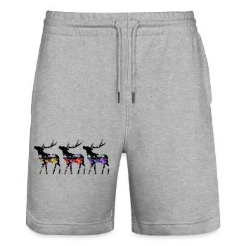 Hirsch - Stanley/Stella Unisex Bio Joggingshorts Trainer  - Grau meliert - Vorne - Nik (191cm) & Marisol (170cm)