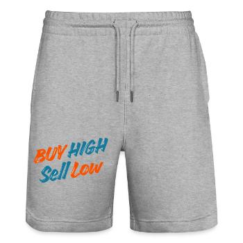 Investor - Trader - Aktien - Börse Lustige Sprüche - Stanley/Stella Unisex Bio Joggingshorts Trainer  - Grau meliert - Vorne - Nik (191cm) & Marisol (170cm)