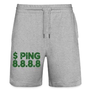 Retro Ping Glyphs in Green - Stanley/Stella Trainer Unisex Organic Jogging Shorts - heather grey - Front - Nik (191cm) & Marisol (170cm)