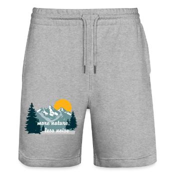 More Nature Less Noise - Stanley/Stella Trainer Unisex Organic Jogging Shorts - heather grey - Front - Nik (191cm) & Marisol (170cm)
