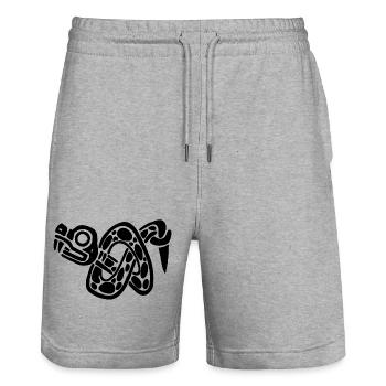Noeud de serpent noir - Short de jogging bio TRAINER Stanley/Stella unisexe - gris chiné - Devant - Nik (191cm) & Marisol (170cm)