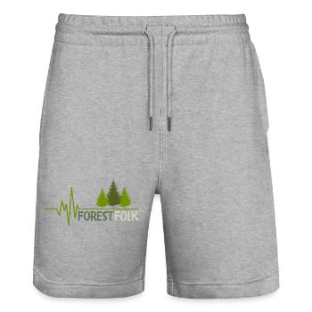 Forest Folk Logo mit Herzschlag - Stanley/Stella Unisex Bio Joggingshorts Trainer  - Grau meliert - Vorne - Nik (191cm) & Marisol (170cm)