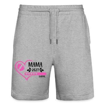 Mama 2027 loading Herz Version Mädchen pink - Stanley/Stella Unisex Bio Joggingshorts Trainer  - Grau meliert - Vorne - Nik (191cm) & Marisol (170cm)