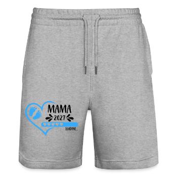 Mama 2027 loading Herz Babyfüße blau Junge - Stanley/Stella Unisex Bio Joggingshorts Trainer  - Grau meliert - Vorne - Nik (191cm) & Marisol (170cm)