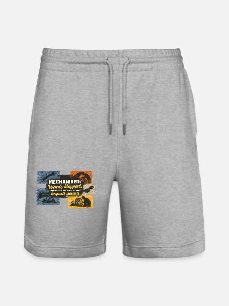 Mechanic Saying Illustration - Stanley/Stella Trainer Unisex Organic Jogging Shorts - heather grey
