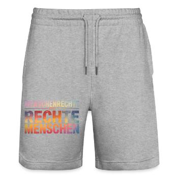 Human rights instead of right-wing people - Cool Pride - Stanley/Stella Trainer Unisex Organic Jogging Shorts - heather grey - Front - Nik (191cm) & Marisol (170cm)