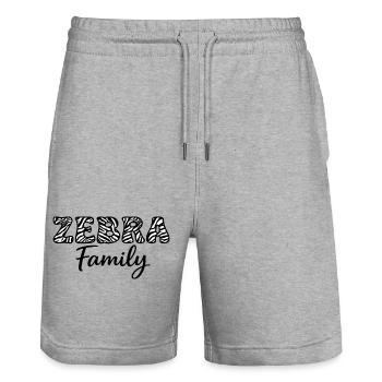 ZEBRA Family, pour une famille de zèbres hpi - Short de jogging bio TRAINER Stanley/Stella unisexe - gris chiné - Devant - Nik (191cm) & Marisol (170cm)