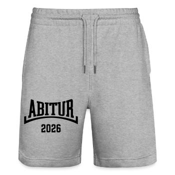 Abitur 2026 (Abiturient / Abi 26 / Konkav / B) - Stanley/Stella Unisex Bio Joggingshorts Trainer  - Grau meliert - Vorne - Nik (191cm) & Marisol (170cm)