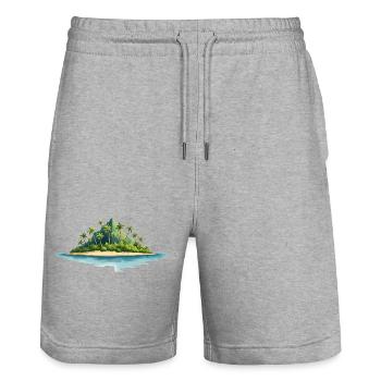 Tropische Insel - Stanley/Stella Unisex Bio Joggingshorts Trainer  - Grau meliert - Vorne - Nik (191cm) & Marisol (170cm)