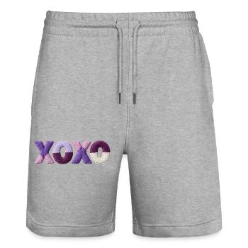 XOXO Patchwork Love Vintage Cute Style - Stanley/Stella Trainer Unisex Organic Jogging Shorts - heather grey - Front - Nik (191cm) & Marisol (170cm)