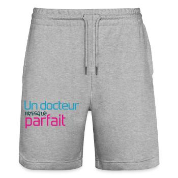 Un docteur presque parfait humour homme - Short de jogging bio TRAINER Stanley/Stella unisexe - gris chiné - Devant - Nik (191cm) & Marisol (170cm)