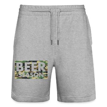 Beer Season - Bier Saison - Stanley/Stella Trainer Unisex Organic Jogging Shorts - heather grey - Front - Nik (191cm) & Marisol (170cm)