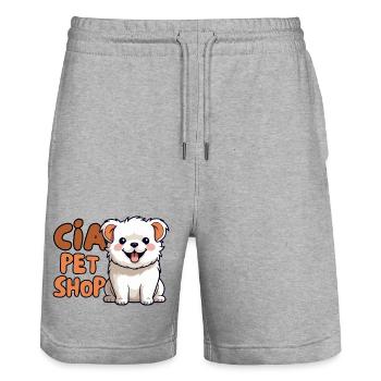 cute dog - Short de jogging bio TRAINER Stanley/Stella unisexe - gris chiné - Devant - Nik (191cm) & Marisol (170cm)