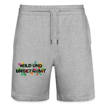Untamed – Floral Wildflower Spell - Stanley/Stella Trainer Unisex Organic Jogging Shorts - heather grey - Front - Nik (191cm) & Marisol (170cm)