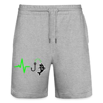 Silhouette du poisson à pouls pêcheur - Short de jogging bio TRAINER Stanley/Stella unisexe - gris chiné - Devant - Nik (191cm) & Marisol (170cm)