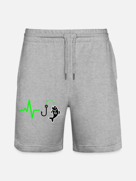 Angler Pulse Fish Silhouette - Stanley/Stella Trainer Unisex Organic Jogging Shorts - heather grey