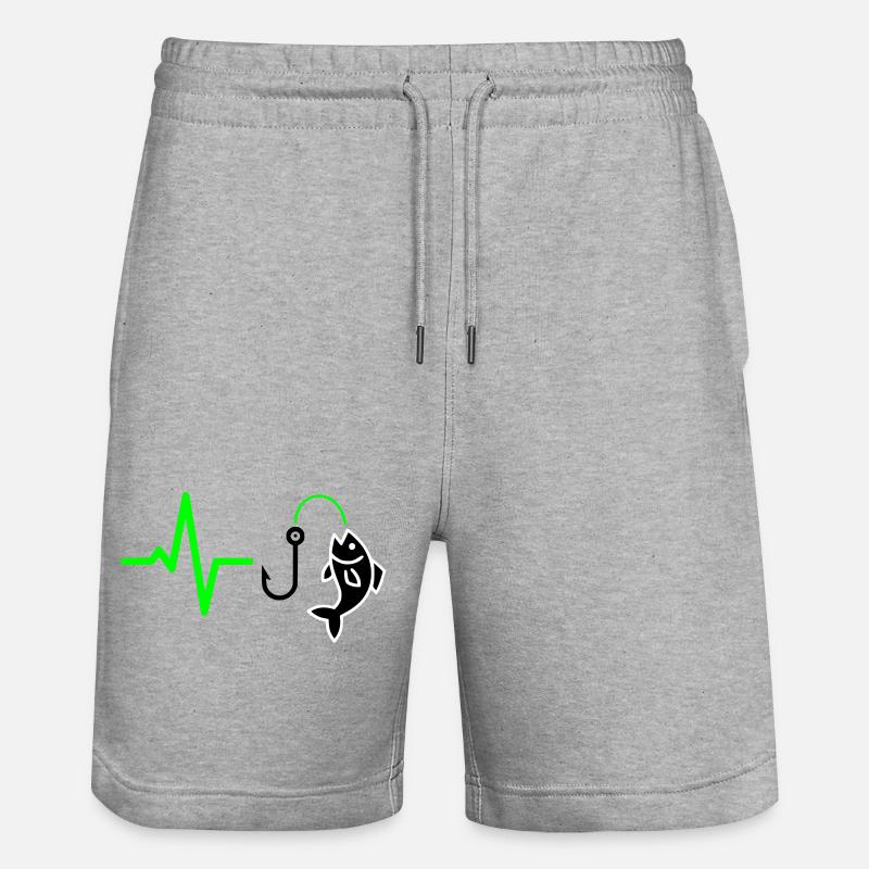 Silhouette du poisson à pouls pêcheur - Short de jogging bio TRAINER Stanley/Stella unisexe - gris chiné