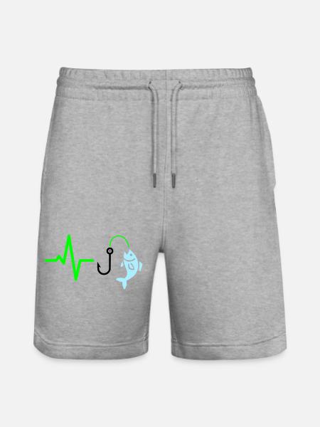 Pulse Line Fishing Fish Icon - Stanley/Stella Trainer Unisex Organic Jogging Shorts - heather grey