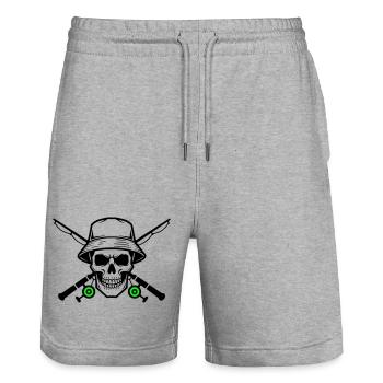 Angler Schädel Gekreuzte Ruten - Stanley/Stella Unisex Bio Joggingshorts Trainer  - Grau meliert - Vorne - Nik (191cm) & Marisol (170cm)