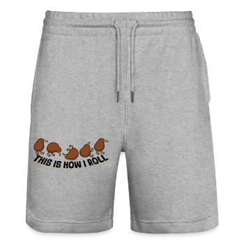 Voici comment je roule le kiwi bird Kawaii - Short de jogging bio TRAINER Stanley/Stella unisexe - gris chiné - Devant - Nik (191cm) & Marisol (170cm)