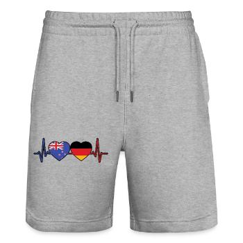 Neuseeland, Deutschland, Neuseeländer German Pride - Stanley/Stella Unisex Bio Joggingshorts Trainer  - Grau meliert - Vorne - Nik (191cm) & Marisol (170cm)