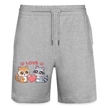 Liebe Kawaii Rotpanda und Waschbär - Stanley/Stella Unisex Bio Joggingshorts Trainer  - Grau meliert - Vorne - Nik (191cm) & Marisol (170cm)