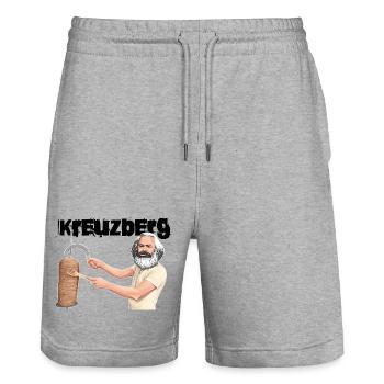 Kreuzberg Döner Marx - Short de jogging bio TRAINER Stanley/Stella unisexe - gris chiné - Devant - Nik (191cm) & Marisol (170cm)