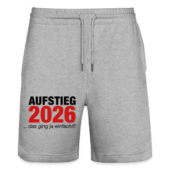 Promu Promotion 2026 - Short de jogging bio TRAINER Stanley/Stella unisexe - gris chiné - Devant - Nik (191cm) & Marisol (170cm)