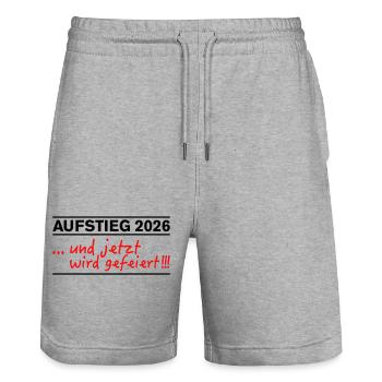 Promotion 2026 : La promotion est désormais célébrée - Short de jogging bio TRAINER Stanley/Stella unisexe - gris chiné - Devant - Nik (191cm) & Marisol (170cm)
