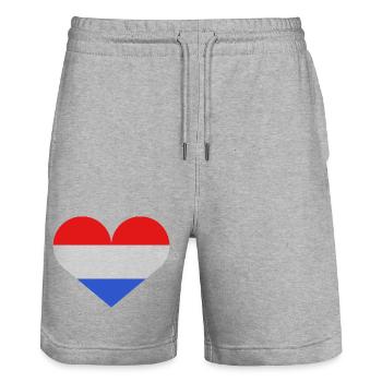 Luxembourg flag in the shape of a heart - Stanley/Stella Trainer Unisex Organic Jogging Shorts - heather grey - Front - Nik (191cm) & Marisol (170cm)