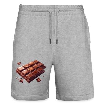 chocolate - Stanley/Stella Trainer Unisex Organic Jogging Shorts - heather grey - Front - Nik (191cm) & Marisol (170cm)