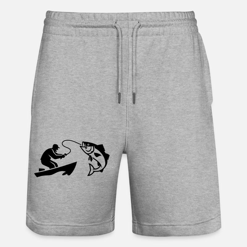 Silhouette de poisson pêcheur bateau - Short de jogging bio TRAINER Stanley/Stella unisexe - gris chiné