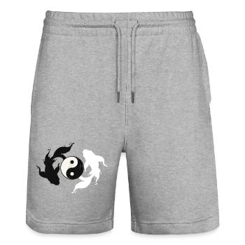 Yin and Yang Harmony - Stanley/Stella Trainer Unisex Organic Jogging Shorts - heather grey - Front - Nik (191cm) & Marisol (170cm)