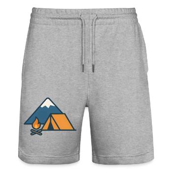Mountain Camping Tent Campfire - Stanley/Stella Trainer Unisex Organic Jogging Shorts - heather grey - Front - Nik (191cm) & Marisol (170cm)