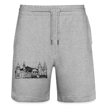 Görlitz Skyline - Stanley/Stella Unisex Bio Joggingshorts Trainer  - Grau meliert - Vorne - Nik (191cm) & Marisol (170cm)