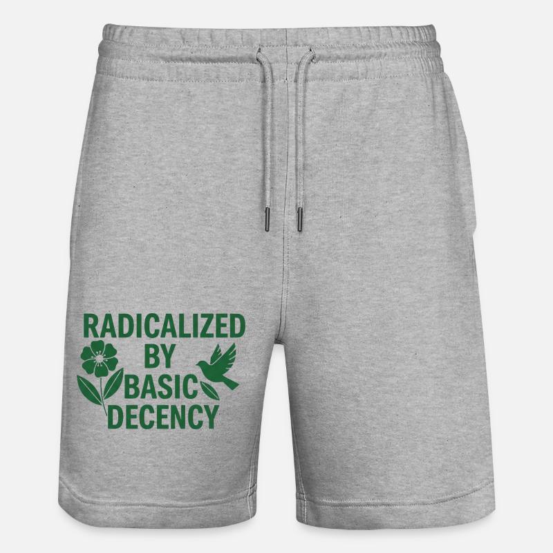 Progressive Values Basic Decency Shirt - Stanley/Stella Trainer Unisex Organic Jogging Shorts - heather grey