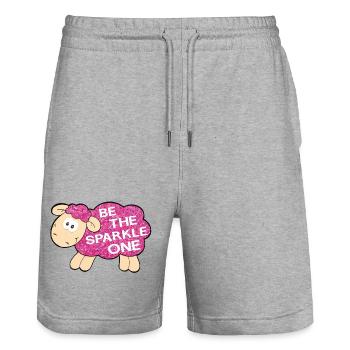 Be the Sparkle One – Glitzerndes Schaf Spruch - Stanley/Stella Unisex Bio Joggingshorts Trainer  - Grau meliert - Vorne - Nik (191cm) & Marisol (170cm)