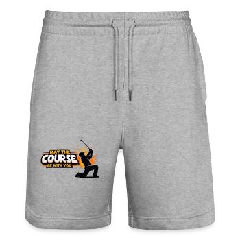 Kurskraft: May the Course Be With You - Stanley/Stella Unisex Bio Joggingshorts Trainer  - Grau meliert - Vorne - Nik (191cm) & Marisol (170cm)