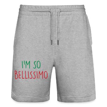 Bellissimo Italy Italien - Stanley/Stella Unisex Bio Joggingshorts Trainer  - Grau meliert - Vorne - Nik (191cm) & Marisol (170cm)