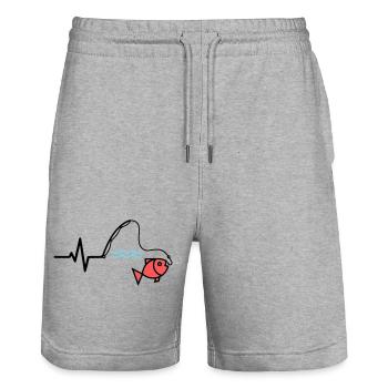 Canne à pêche à impulsions couleur poisson - Short de jogging bio TRAINER Stanley/Stella unisexe - gris chiné - Devant - Nik (191cm) & Marisol (170cm)