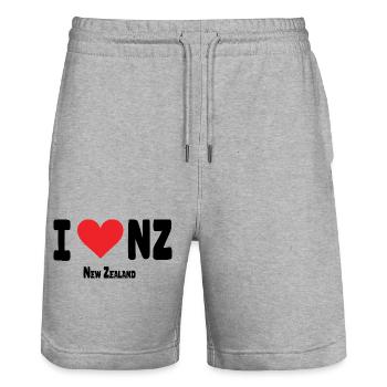 Ich liebe Neuseeland, Stolze Neuseeländer. - Stanley/Stella Unisex Bio Joggingshorts Trainer  - Grau meliert - Vorne - Nik (191cm) & Marisol (170cm)