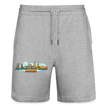 Madrid Skyline Stadt - Stanley/Stella Unisex Bio Joggingshorts Trainer  - Grau meliert - Vorne - Nik (191cm) & Marisol (170cm)