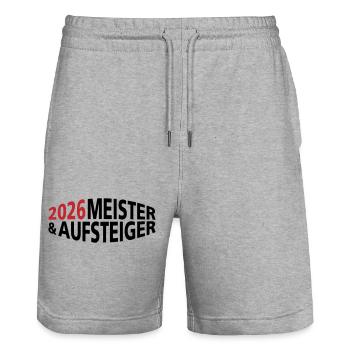Champion and promoted team 2026 - Stanley/Stella Trainer Unisex Organic Jogging Shorts - heather grey - Front - Nik (191cm) & Marisol (170cm)