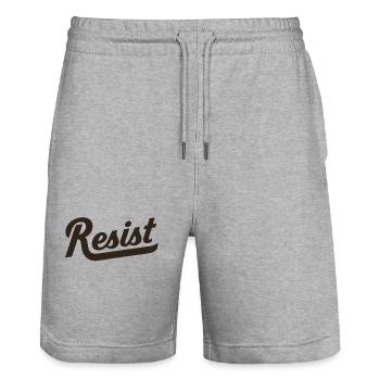 Resist Schriftzug Mutiger Protest - Stanley/Stella Unisex Bio Joggingshorts Trainer  - Grau meliert - Vorne - Nik (191cm) & Marisol (170cm)