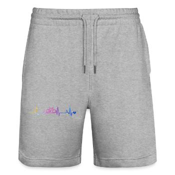 Battement de cœur de bicyclette dans l’arc-en-ciel - Short de jogging bio TRAINER Stanley/Stella unisexe - gris chiné - Devant - Nik (191cm) & Marisol (170cm)