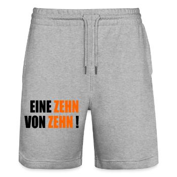 Zehn von Zehn - Komplimente - Stanley/Stella Unisex Bio Joggingshorts Trainer  - Grau meliert - Vorne - Nik (191cm) & Marisol (170cm)