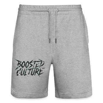 Culture boostée pour les fans de tuning autocollants - Short de jogging bio TRAINER Stanley/Stella unisexe - gris chiné - Devant - Nik (191cm) & Marisol (170cm)