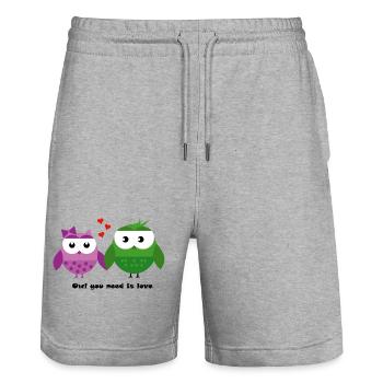 Eulen-Liebe: Owl You Need Is Love - Stanley/Stella Unisex Bio Joggingshorts Trainer  - Grau meliert - Vorne - Nik (191cm) & Marisol (170cm)